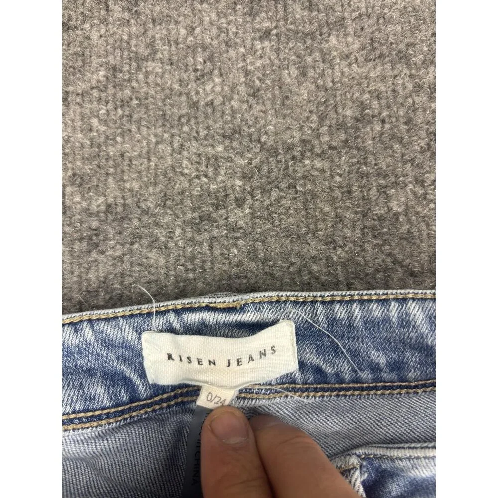 Risen Jeans Bootcut Jeans Womens 0 Light Wash Blue Mid Rise Stretch 24x30.5 - Picture 2 of 9